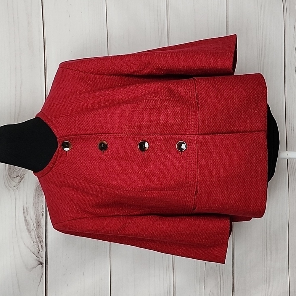 Talbots Vintage Woman's 16WP Red Workwear O Neck Front Button Jacket